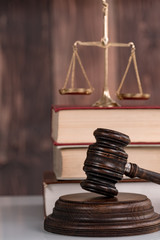 justice and law concept.  judge in a courtroom with the gavel,  