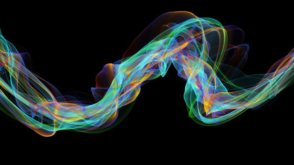 3d illustration of Colorful waves look like smoke