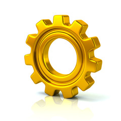3d illustration of gold gear wheel