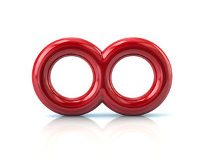Red infinity symbol 3d rendering