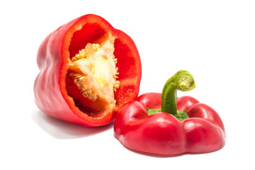 Fresh red bell peper on white background.