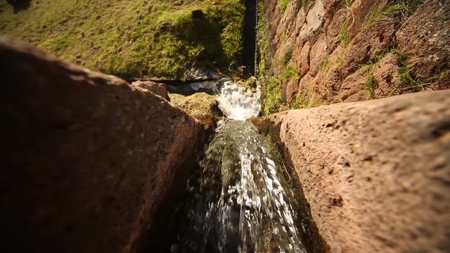 HD video footage from Peru: Water channel in Tipon (Inca ruins in the Andes). Near Cusco, Peru, South America