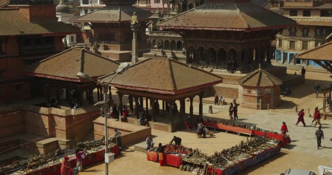 Patan Durbar Square view from a rooftop cafe in Kathmandu, Nepal