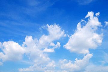 White clouds in the blue sky with space background