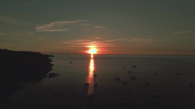Coucher de soleil vue a&eacute;rienne drone