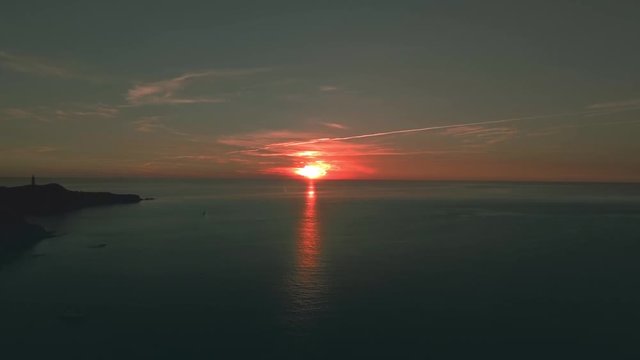 Coucher de soleil vue a&eacute;rienne drone