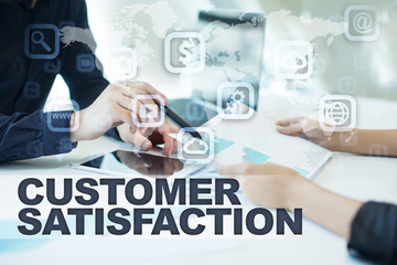 Fototapeta na wymiar customer satisfaction on virtual screen. Business, technology and internet concept.