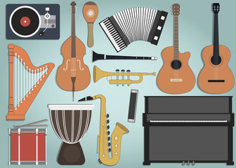 Different Music Instruments Set