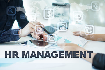 hr management on virtual screen. Business, technology and internet concept.