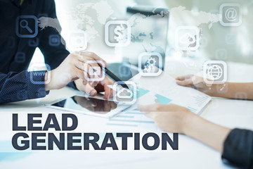 lead generation on virtual screen. Business, technology and internet concept.