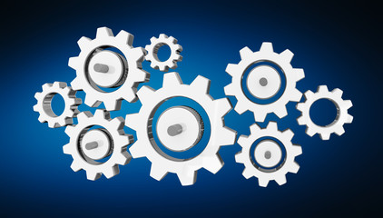 Digital gear icons 3D rendering