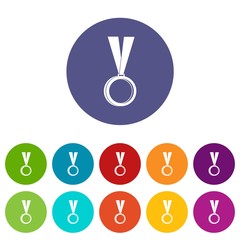 Medal icons set flat vector