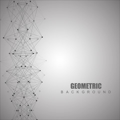 Geometric abstract background with connected line and dots. Scientific concept for your design. Vector illustration