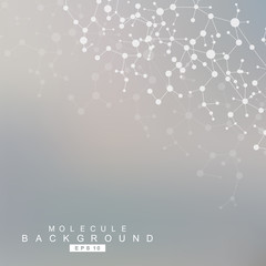 Obraz premium Structure molecule and communication. Dna, atom, neurons. Scientific concept for your design. Connected lines with dots. Medical, technology, chemistry, science background. Vector illustration.