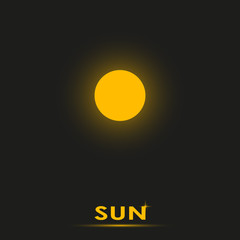 Sun vector illustration on black background.