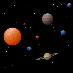Fototapeta na wymiar Solar system 3d vector illustration.