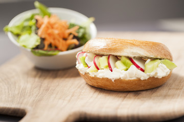 bagel white cheese and radish