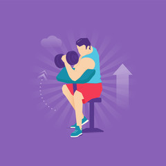 Dumbbell curls flat design illustration