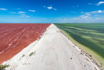 Dirt Road and Colorful Water - obrazy, fototapety, plakaty