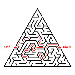 Triangular Maze Game background. Labyrinth with Entry and Exit. Vector Illustration.