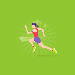 Fototapeta na wymiar Running exercise flat design illustration