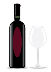 A bottle of wine and wine glass