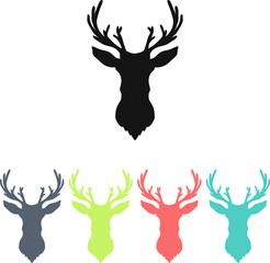 Hand drawn silhouette of head of reindeer. Vector illustration.