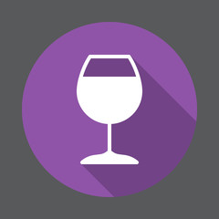 Wineglass, Bar flat icon. Round colorful button, circular vector sign with long shadow effect. Flat style design