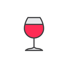 Wineglass filled outline icon, line vector sign, linear colorful pictogram isolated on white. Bar symbol, logo illustration. Editable stroke. Pixel perfect