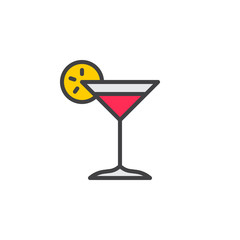 Cocktail filled outline icon, line vector sign, linear colorful pictogram isolated on white. Symbol, logo illustration. Editable stroke. Pixel perfect