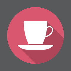 Espresso cup flat icon. Round colorful button, circular vector sign with long shadow effect. Flat style design