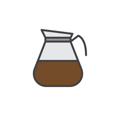 Coffee pot filled outline icon, line vector sign, linear colorful pictogram isolated on white. Symbol, logo illustration. Editable stroke. Pixel perfect