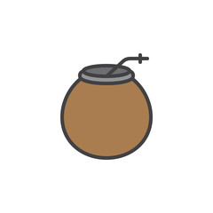 Mate beverage filled outline icon, line vector sign, linear colorful pictogram isolated on white. Symbol, logo illustration. Editable stroke. Pixel perfect