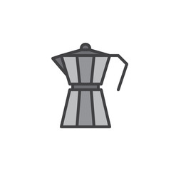 Moka pot, macchinetta filled outline icon, line vector sign, linear colorful pictogram isolated on white. Symbol, logo illustration. Editable stroke. Pixel perfect