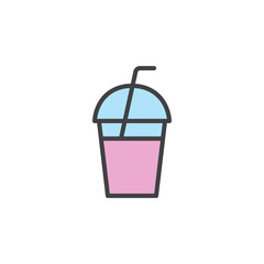 Milkshake takeaway cup filled outline icon, line vector sign, linear colorful pictogram isolated on white. Symbol, logo illustration. Editable stroke. Pixel perfect