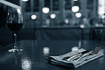 decoration of the table in the Italian restaurant