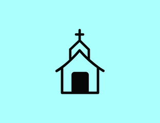 Flat vector line church icon