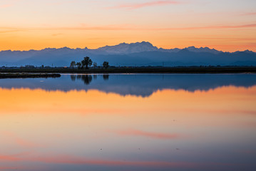 Monte Rosa, risaie, campagna novarese