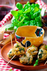 Chicken spinach meat bolls