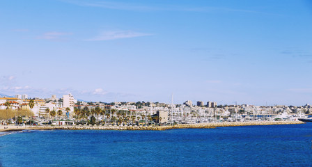 French Riviera's seaside town of Golfe Juan and its harbour