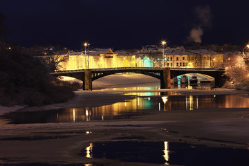 Fototapeta premium Night winter landscape in amazing city