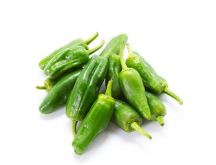 Green peppers isolated on white.