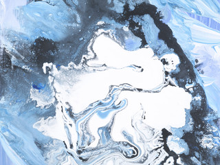 Abstract art. Blue creative abstract hand painted background, wallpaper, texture, close-up fragment of acrylic painting on canvas with brush strokes. Modern art. Contemporary art.