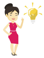 Student pointing at idea bulb vector illustration