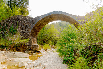 Ancient medieval stone bridge in siena in tuscany