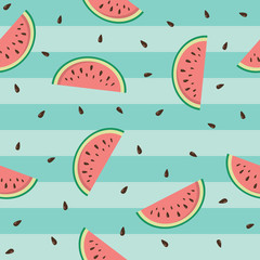 Seamless pattern with watermelons. Vector.