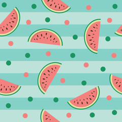 Seamless pattern with watermelons. Vector.