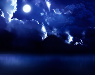 beautiful night sky in the open sea