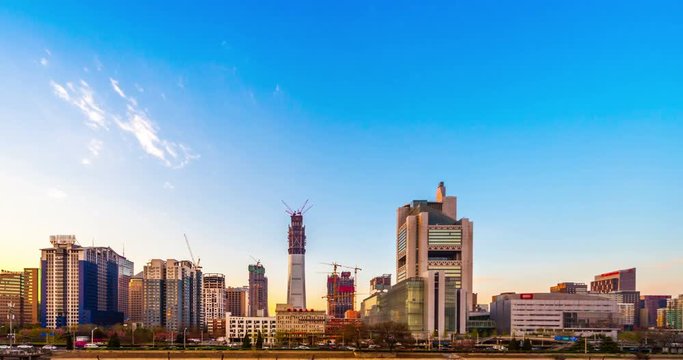 Skyscrapers in Beijing, China. 4k Timelapse