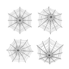 Vector illustration of spider web silhouette set for halloween